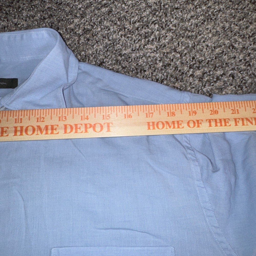 Ermenegildo Zegna Mens XL Blue Cotton Twill Button Down Shirt Made in Italy - Picture 3 of 7
